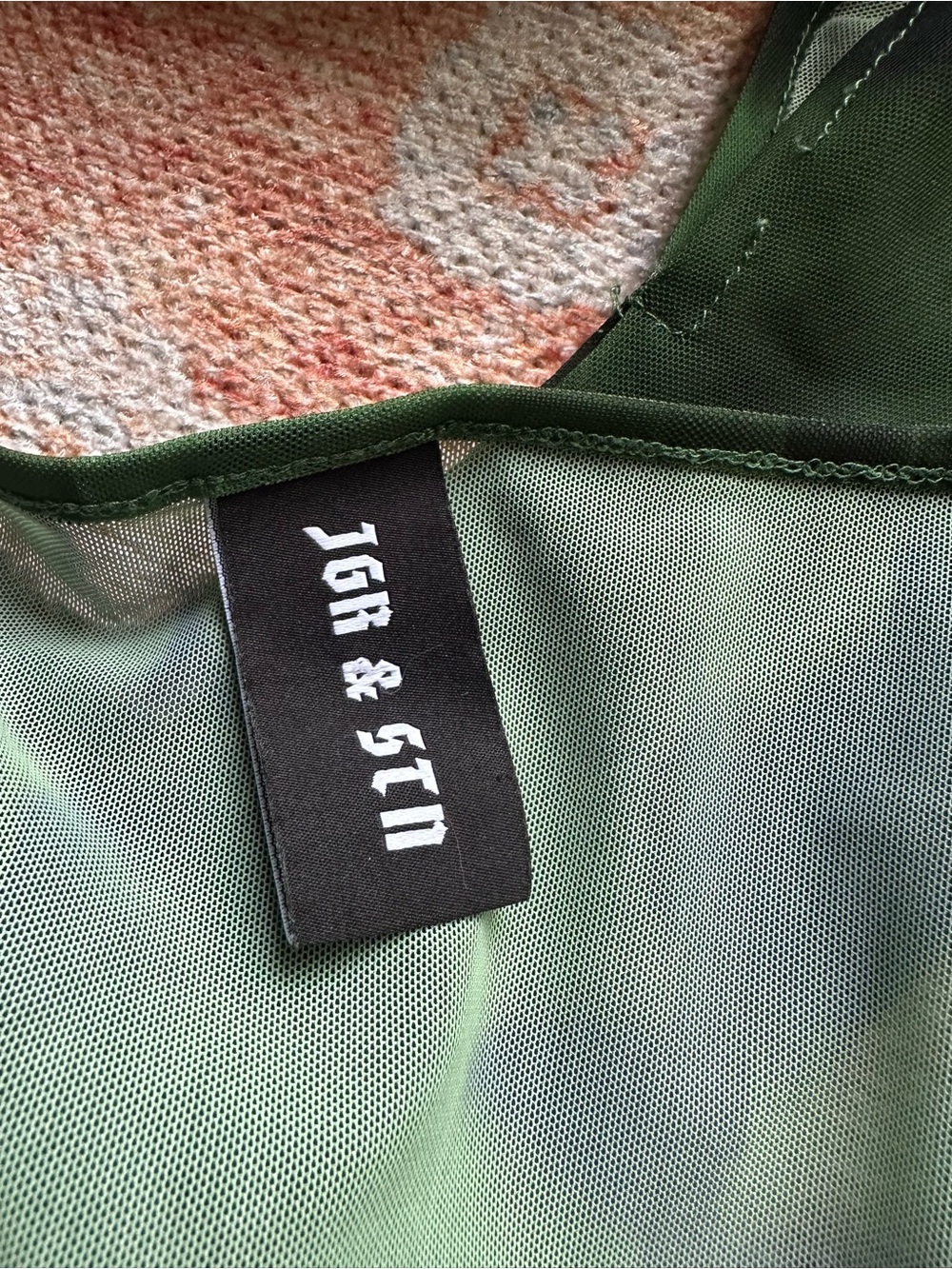 JGR & STN Thorne long sleeve top jagger and stone green Y2K mesh floral club S - Picture 5 of 8